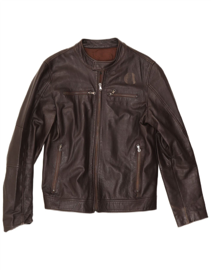Jachetă de piele vintage pentru bărbați UK 38 maro mediu