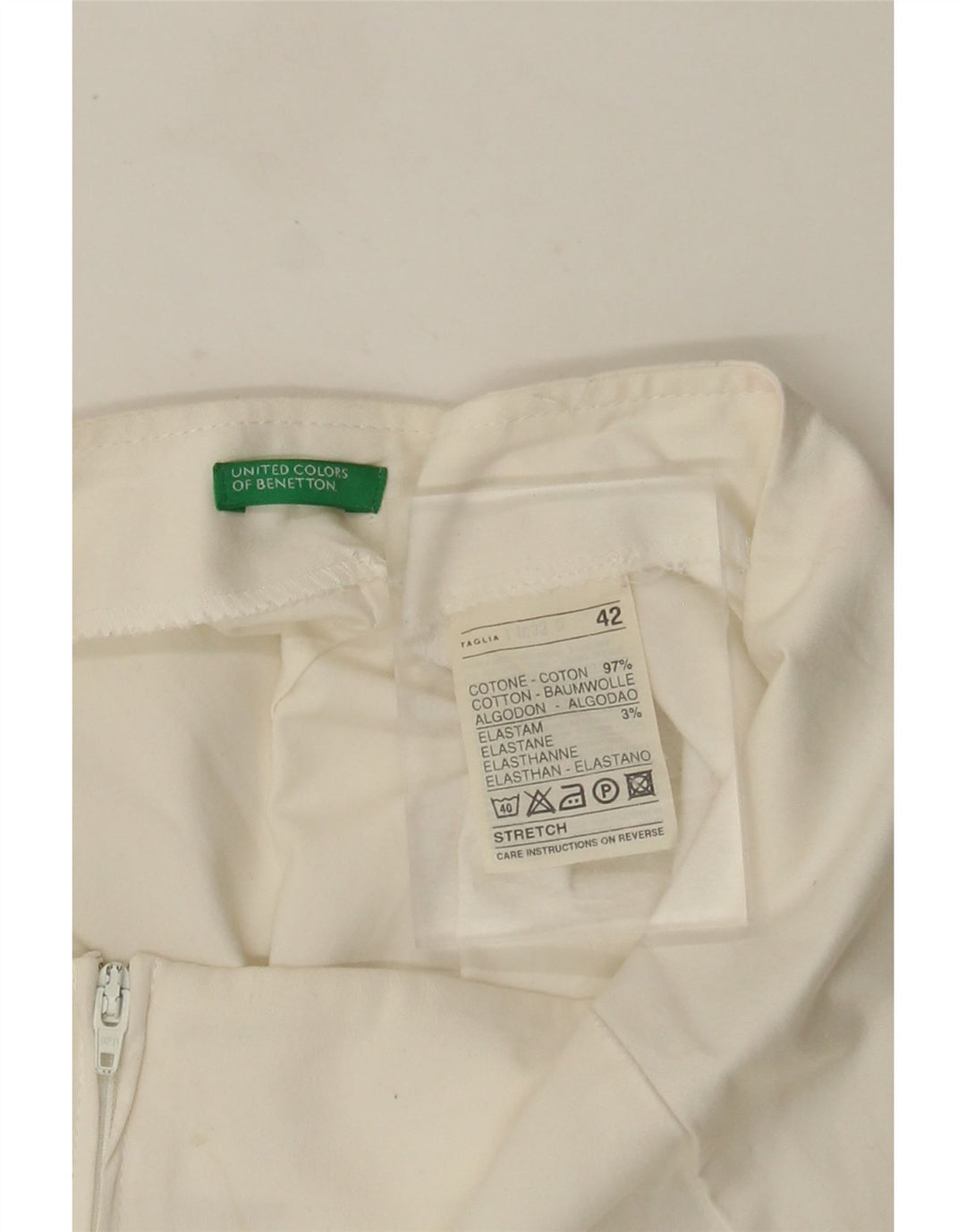 Fustă A-Line pentru femei Benetton IT 42 Medium W28 Bumbac alb