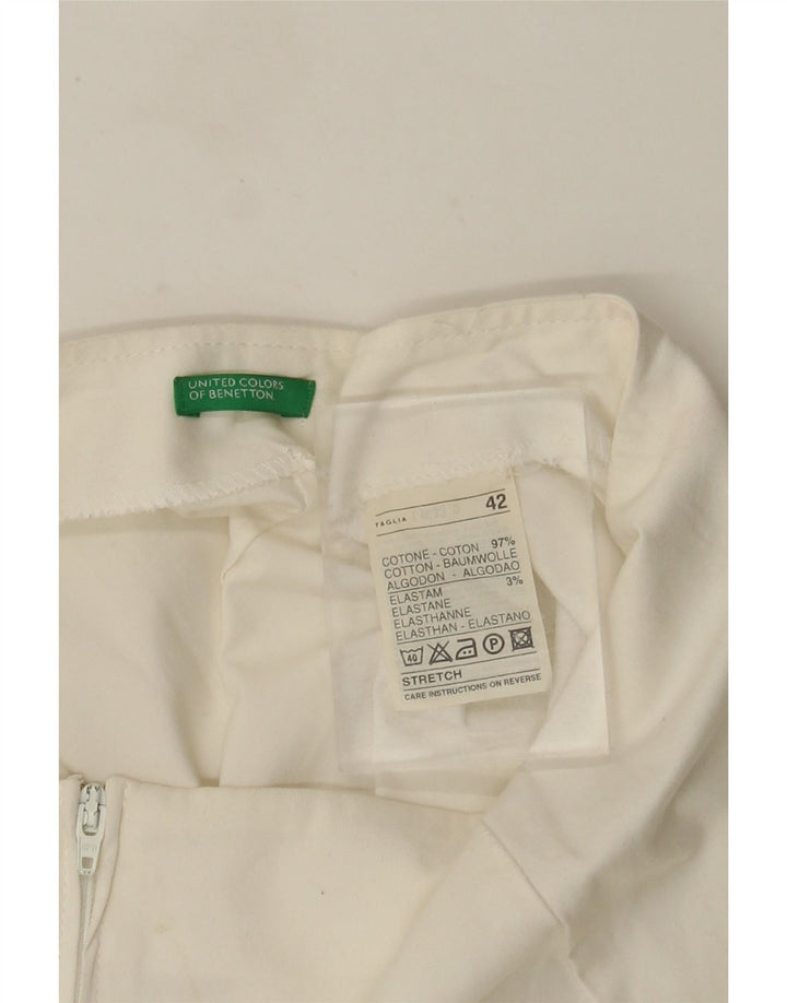 Fustă A-Line pentru femei Benetton IT 42 Medium W28 Bumbac alb