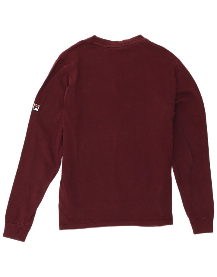 Top pentru bărbați Fila cu mânecă lungă din bumbac burgundy mic