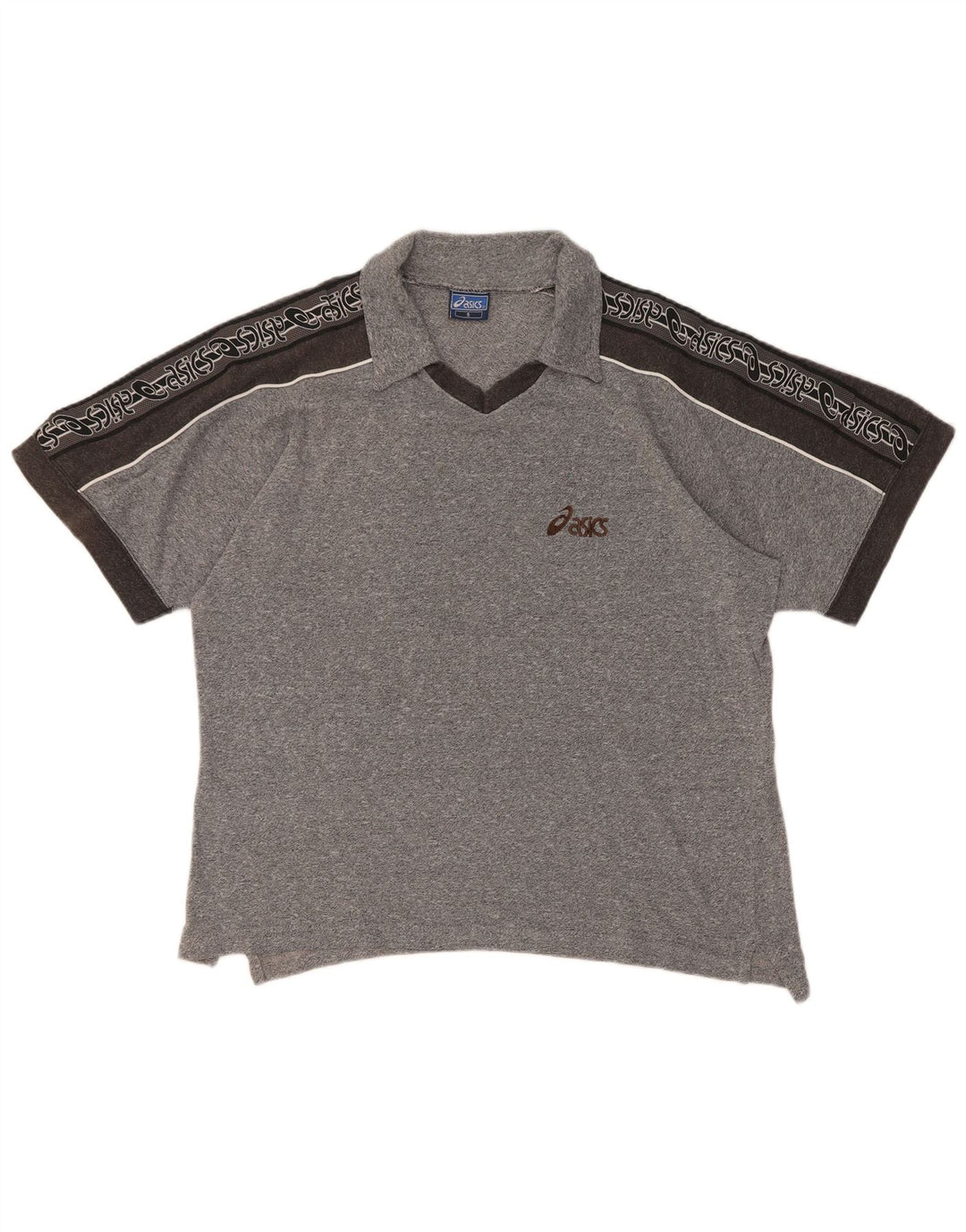 Tricou polo grafic Asics pentru bărbați, gri mic, bloc de culoare