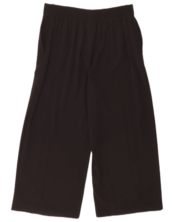 Zara Womens Wide Leg Cropped Trousers XL W32 L24 Black Polyester