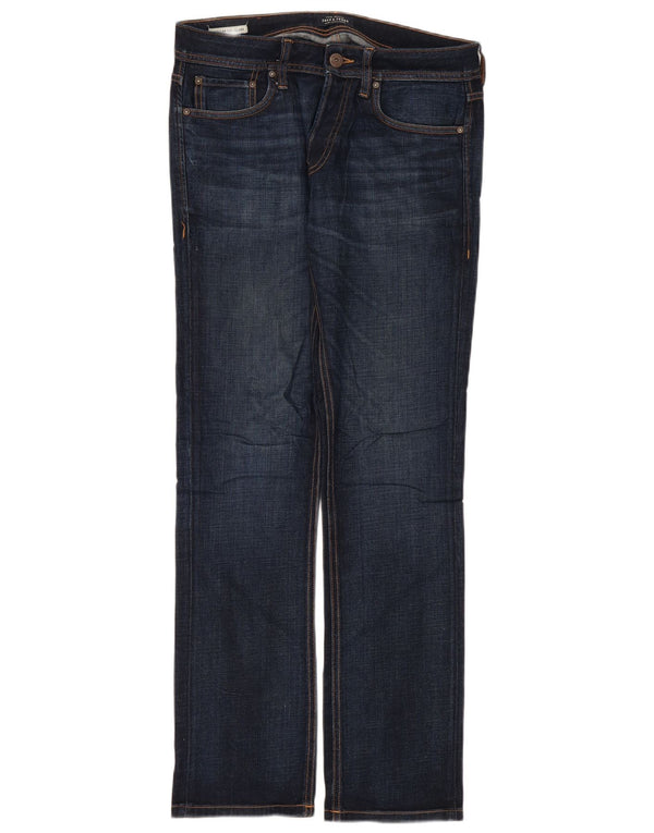 Blugi drepți Jack & Jones pentru bărbați Clark, cu ajustare normală, L30 L32, bumbac bleumarin