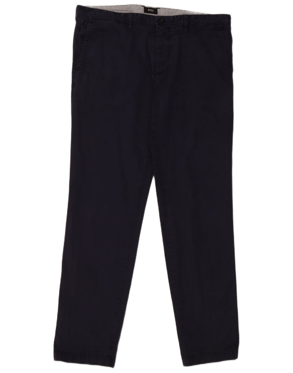 Hugo Boss Mens Straight Chino Trousers W38 L33 Navy Blue