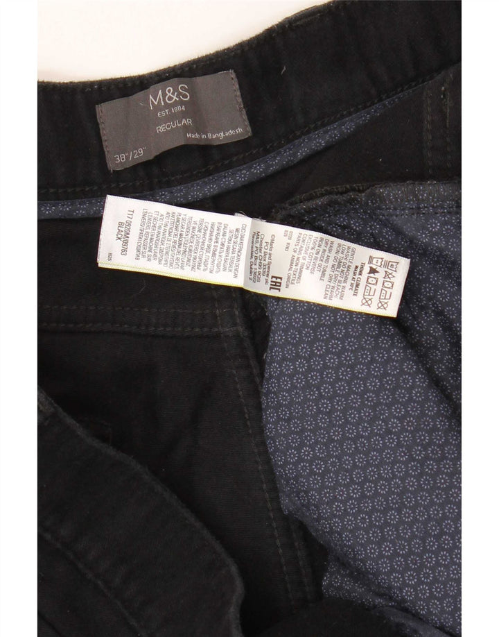 Pantaloni casual pentru bărbați Marks & Spencer, cu ajustare normală, L38 L29, bumbac negru