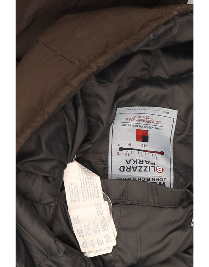 Palton căptușit cu glugă Woolrich pentru femei UK 12 Bumbac kaki mediu