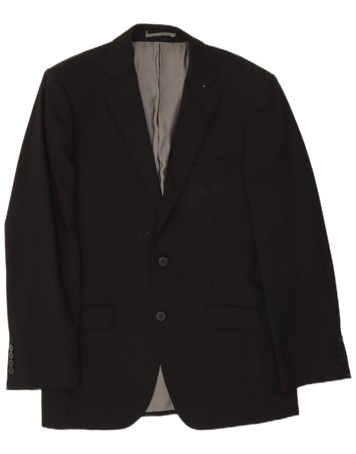 Jachetă Blazer pentru bărbați Pierre Cardin cu 2 nasturi UK 38 Lână neagră medie
