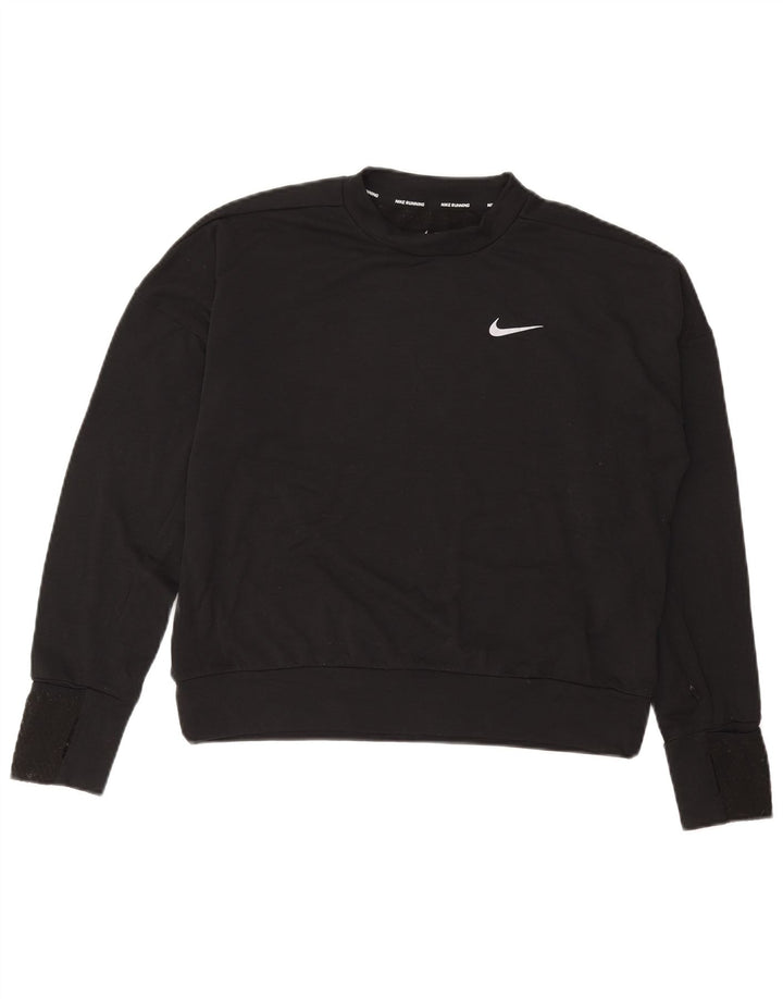 Top supradimensionat pentru alergare NIKE pentru femei, cu mânecă lungă, UK 10, poliester negru mic