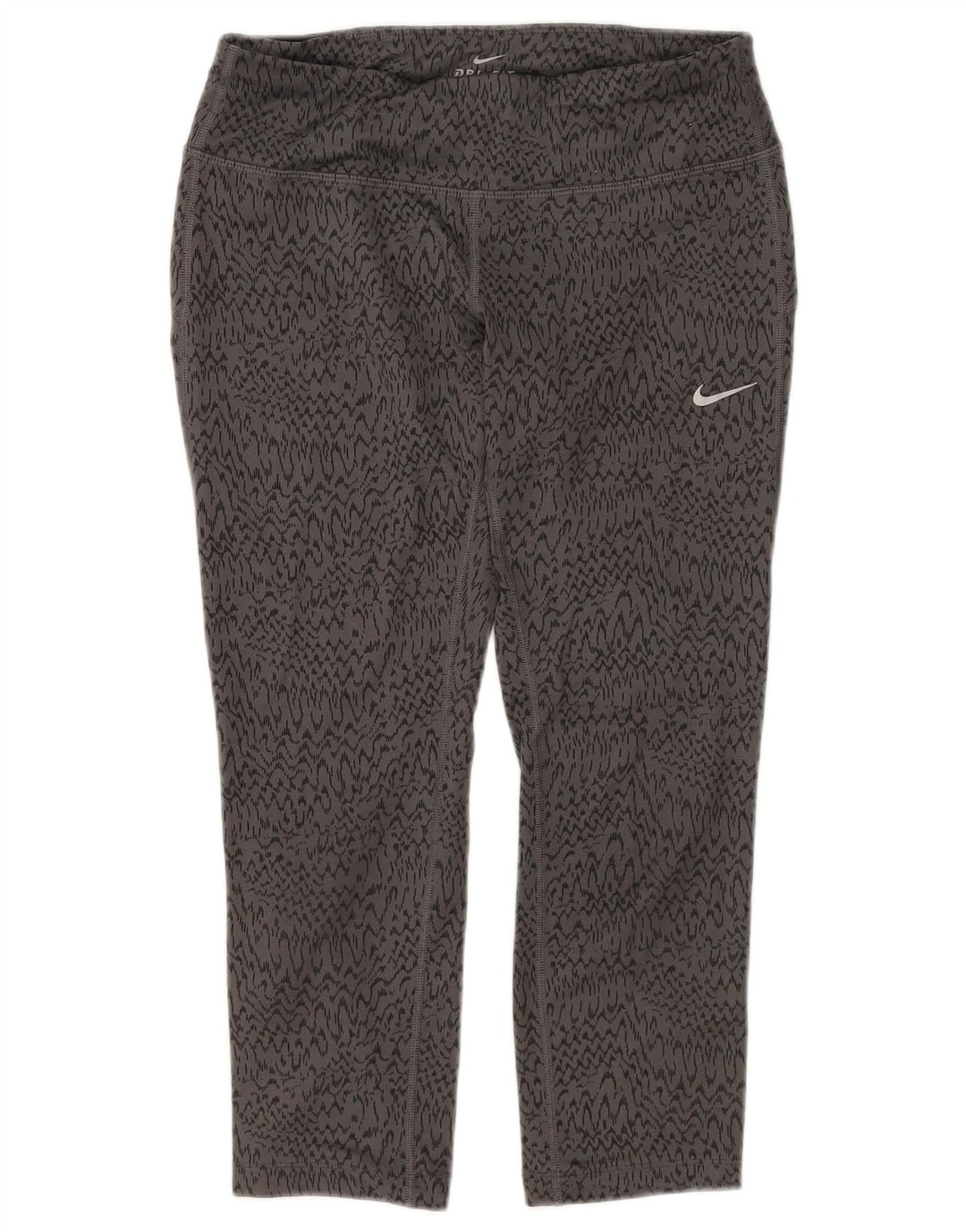 Leggings Capri Dri Fit NIKE pentru femei UK 8, gri mic, poliester cu imprimeu animal