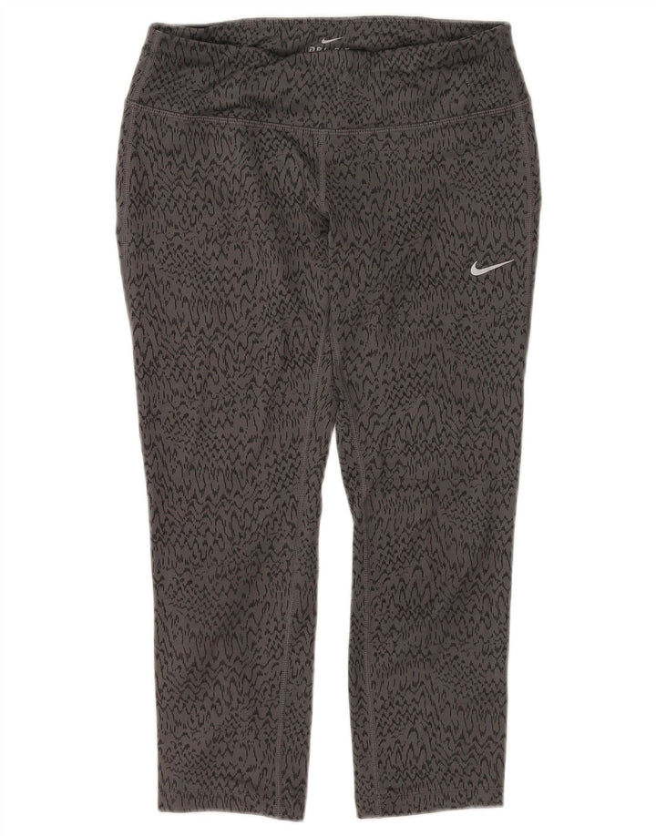 Leggings Capri Dri Fit NIKE pentru femei UK 8, gri mic, poliester cu imprimeu animal