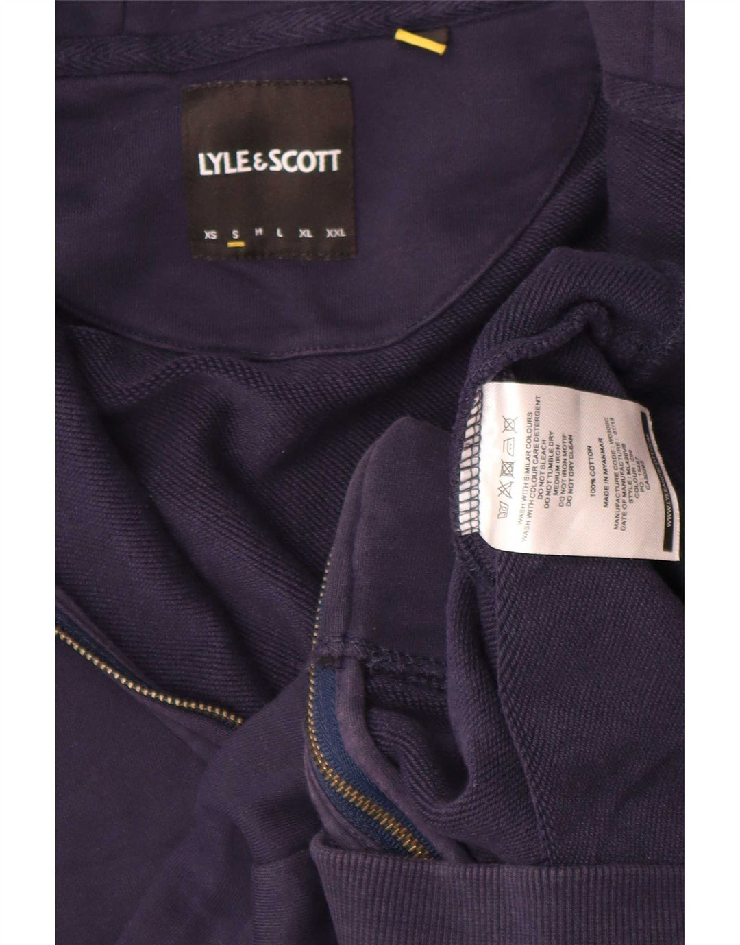 Pulover Lyle & Scott pentru bărbați, cu fermoar, bumbac, albastru bleumarin