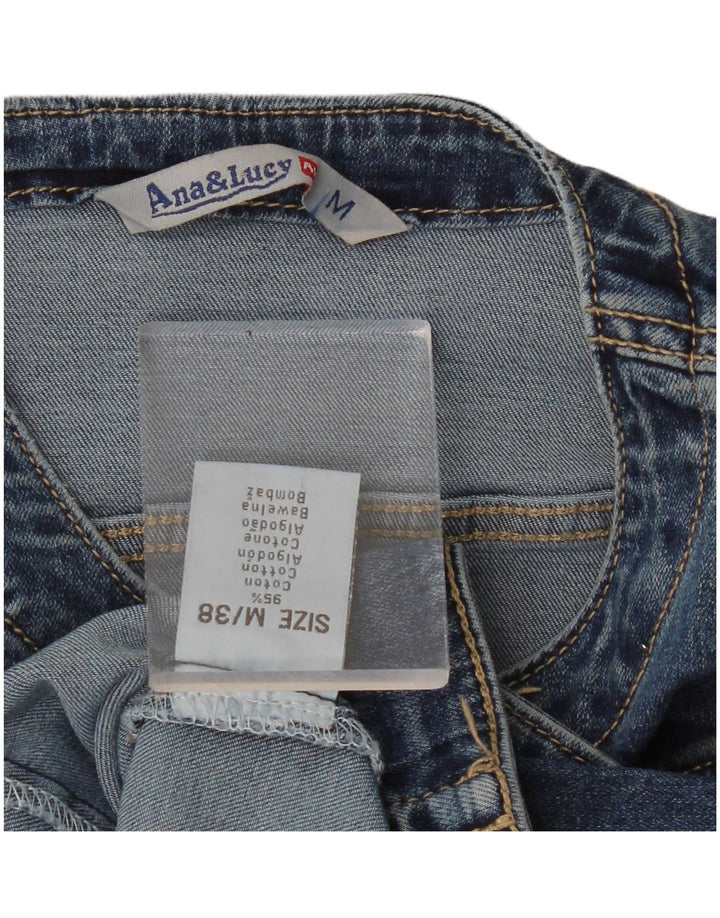 Jachetă de denim crop vintage pentru femei UK 12, bumbac mediu albastru bleumarin