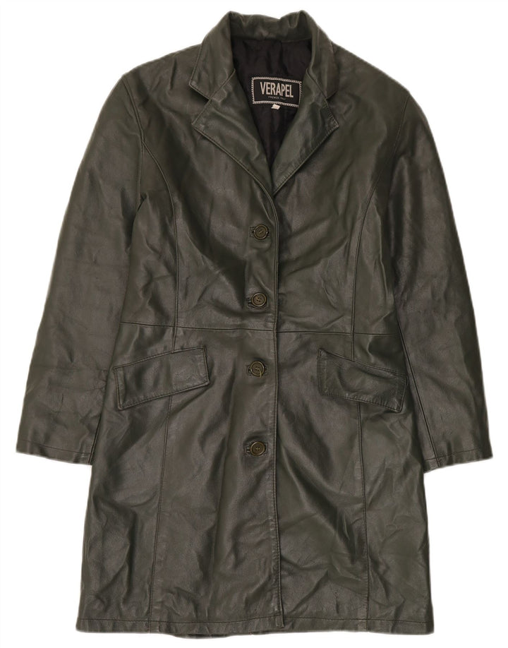 Palton din piele vintage pentru femei UK 14 Medium Khaki Piele