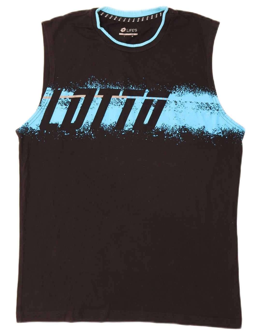 Vestă grafică pentru bărbați Lotto, bumbac mediu negru