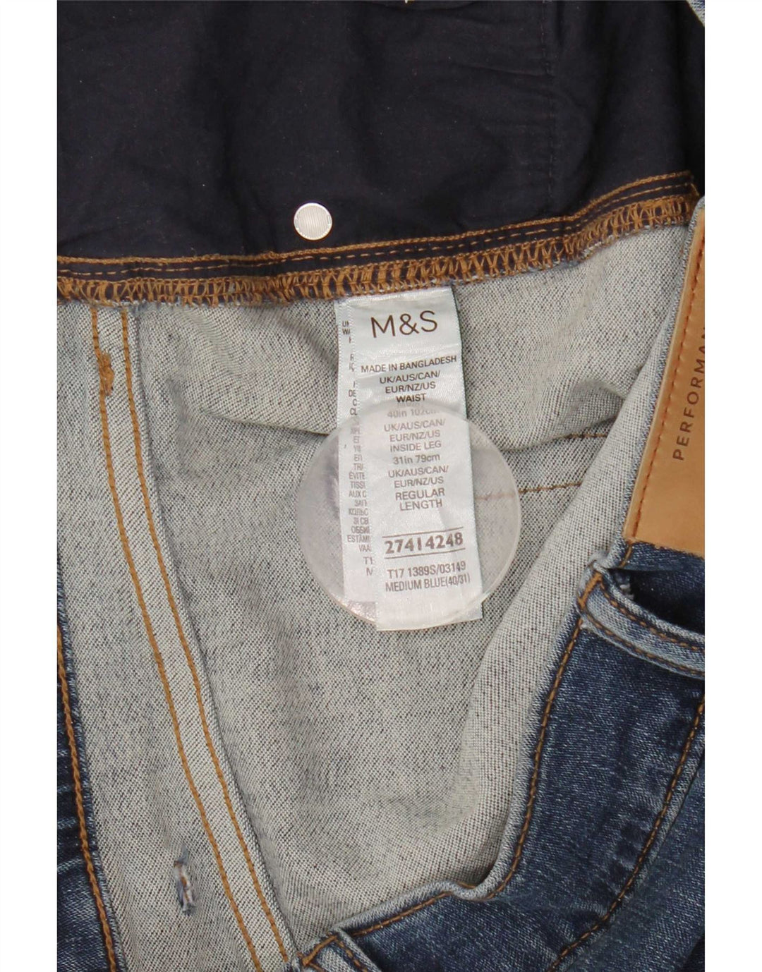 Blugi slim pentru bărbați Marks & Spencer W40 L31 Bumbac albastru