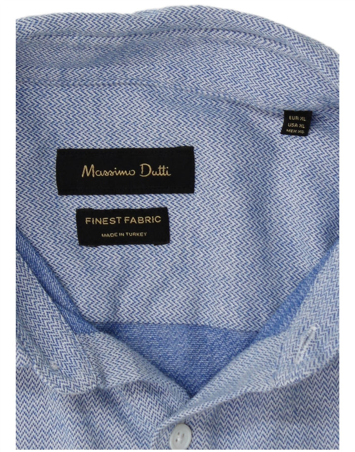 Cămașă pentru bărbați MASSIMO DUTTI XL Blue Chevron Bumbac