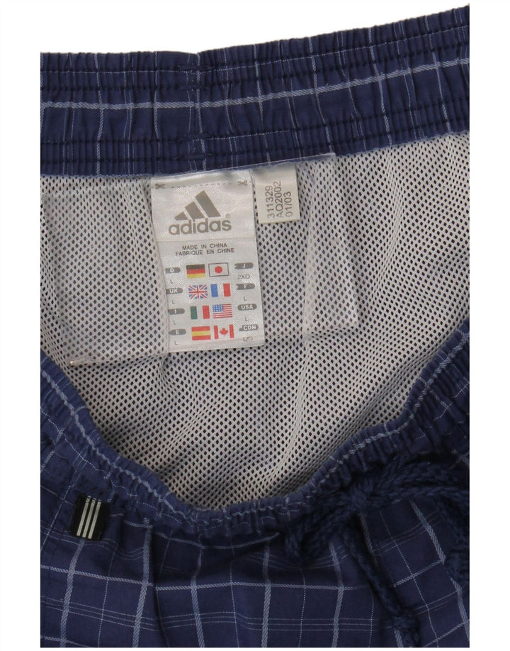 Pantaloni scurți de înot ADIDAS pentru bărbați, poliester cu carouri mari, albastre