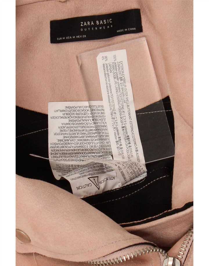 Jachetă pentru femei ZARA Crop Biker UK 12 Medium Pink Poliester