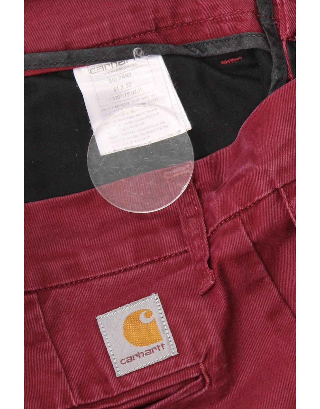 Pantaloni chino slim pentru femei CARHARTT L31 L30 bumbac burgundy