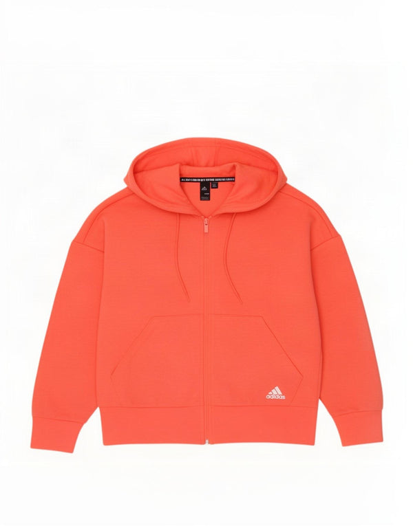 Pulover Adidas pentru femei, cu fermoar, cu glugă, UK 12/14, bumbac roz mediu