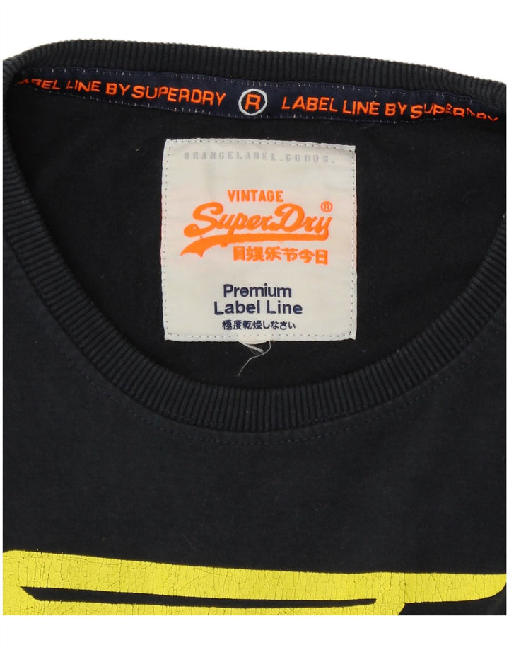 SUPERDRY tricou grafic pentru bărbați Top mediu din bumbac bleumarin