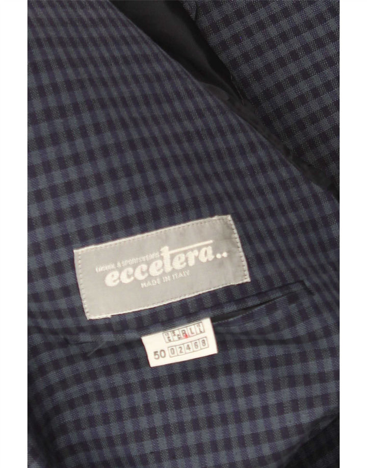 Vintage Mens 2 Button Blazer Jacket IT 50 Large Bluemarin Blue Gingham