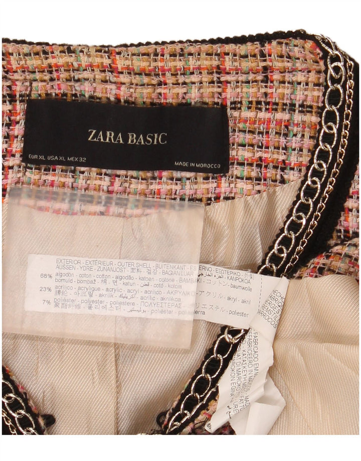 Blazer pentru femei Zara UK 18 XL, bumbac cu carouri roz