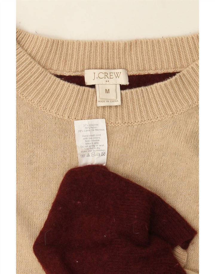 J. CREW Womens Crew Neck Jumper Sweater UK 12 Medium Beige Colourblock Vintage J. Crew and Second-Hand J. Crew from Messina Hembry 