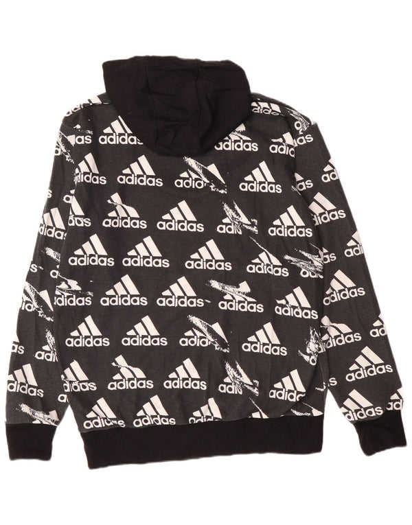 Pulover cu glugă cu grafic pentru bărbați Adidas, mare, gri, bumbac color bloc
