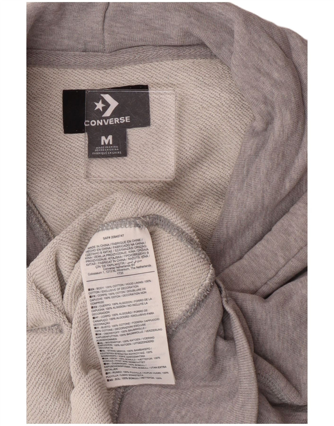 Jumper Converse Crop Oversized Hoodie pentru femei UK 14 Medium Gri Bumbac