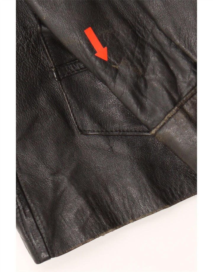 Jachetă de piele vintage pentru femei UK 14 Medium Black