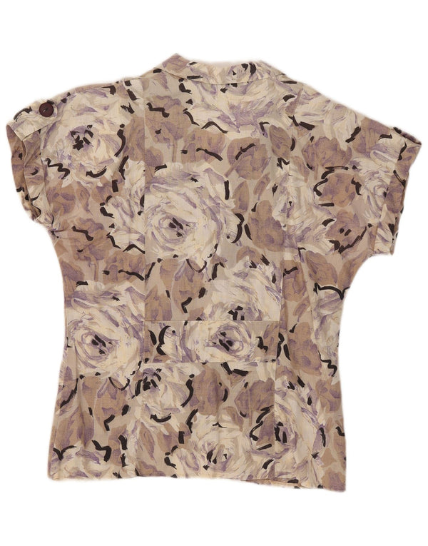 Bluză cămașă cu mânecă scurtă pentru femei Vintage IT 42 Medium Multicolor Floral
