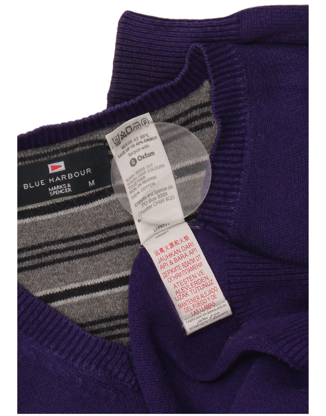 Pulover pentru bărbați Marks & Spencer, Blue Harbour, cu decolteu în V, violet mediu