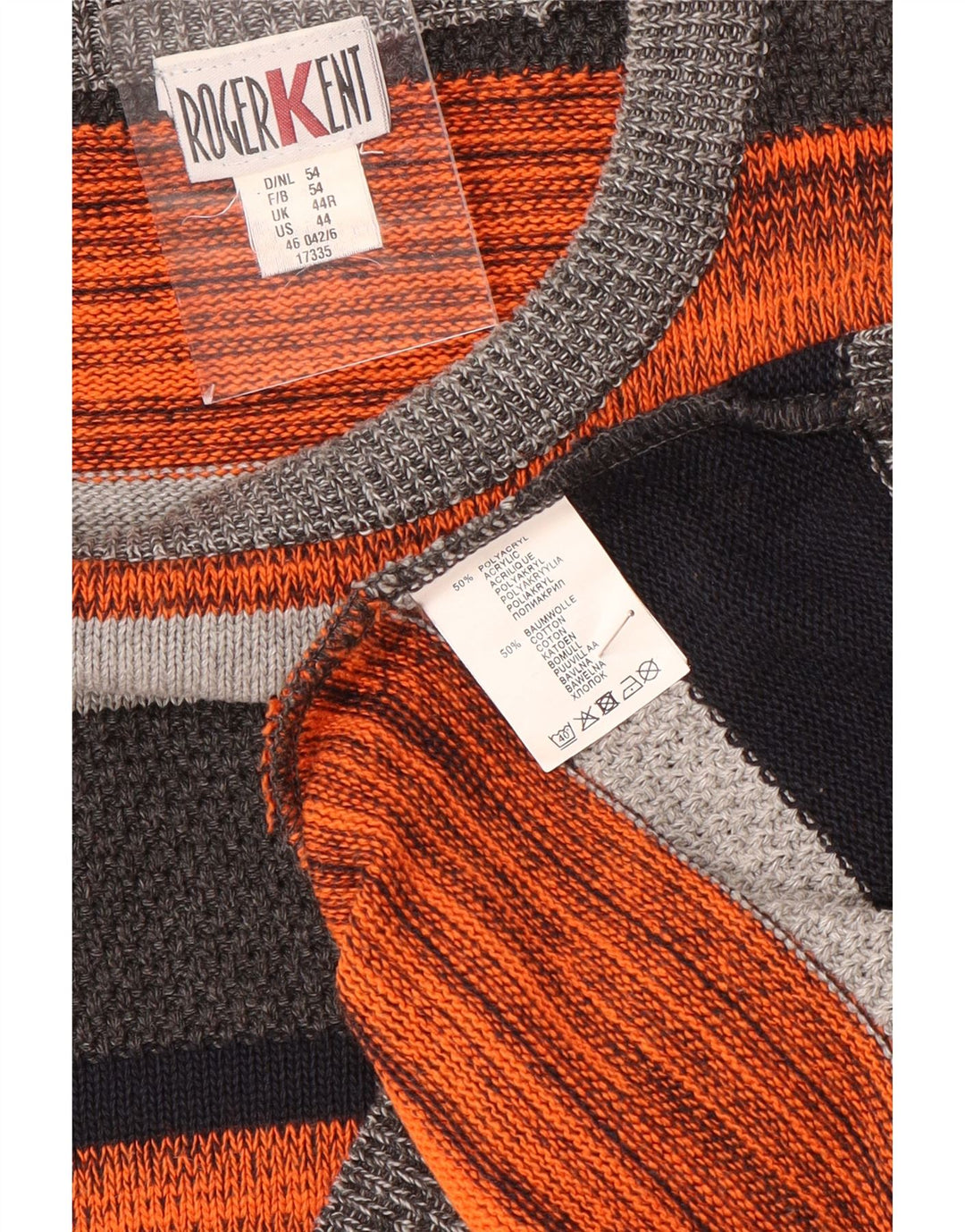 Pulover pentru bărbați Roger Kent, cu gât de barcă, UK 44 XL, cu dungi multicolore