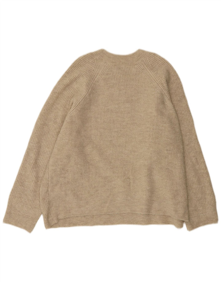 Pulover supradimensionat pentru femei Zara, cu gâtul turn, UK 14 Medium Bej Acrilic