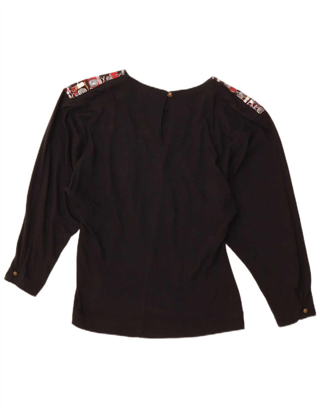 VINTAGE Bluză cu mânecă lungă cu grafică pentru femei UK 12 Medium Black Acrylic