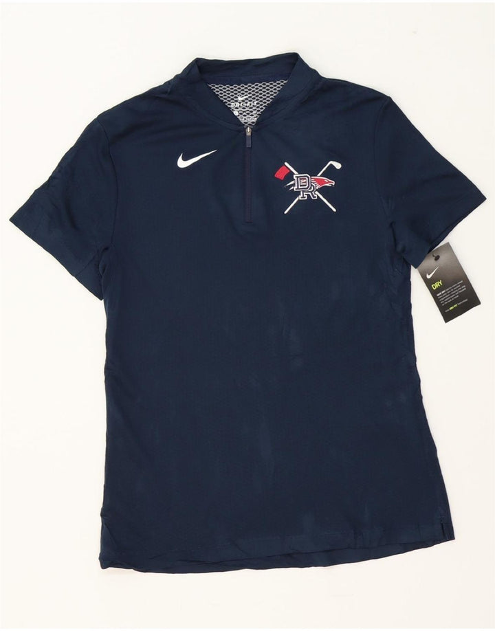 NIKE Womens T-Shirt Top UK 8 Small Navy Blue Polyester Vintage Nike and Second-Hand Nike from Messina Hembry 