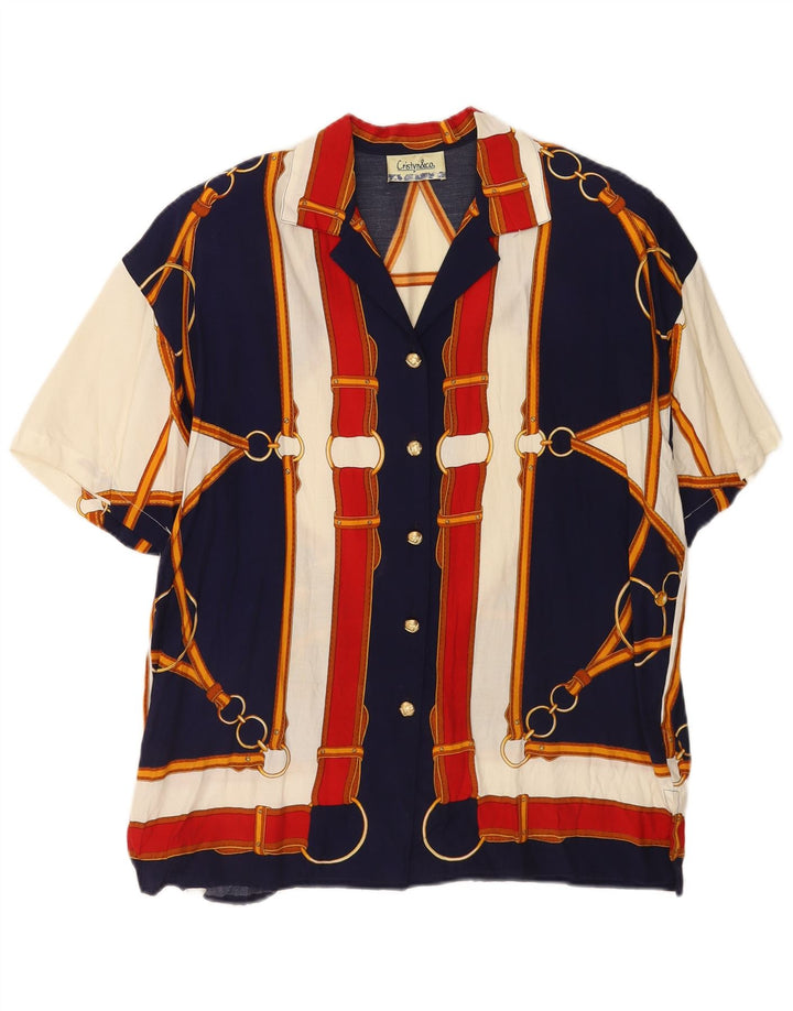 Bluză cămașă pentru femei VINTAGE cu model abstract, UK 18 XL, multicoloră