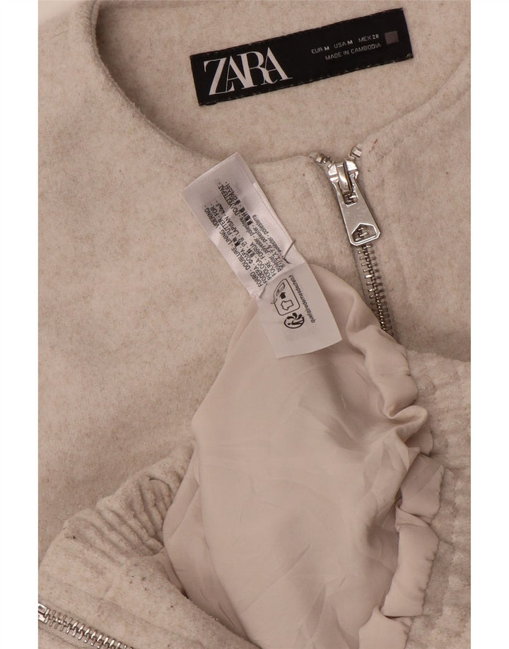 Jachetă Bomber Crop pentru Damă Zara UK 14 Medium Gri Poliester