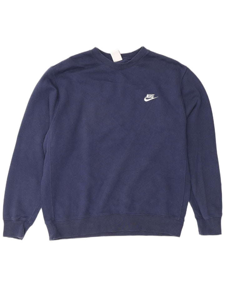 Hanorac pentru bărbați Nike Pulover mare din bumbac bleumarin