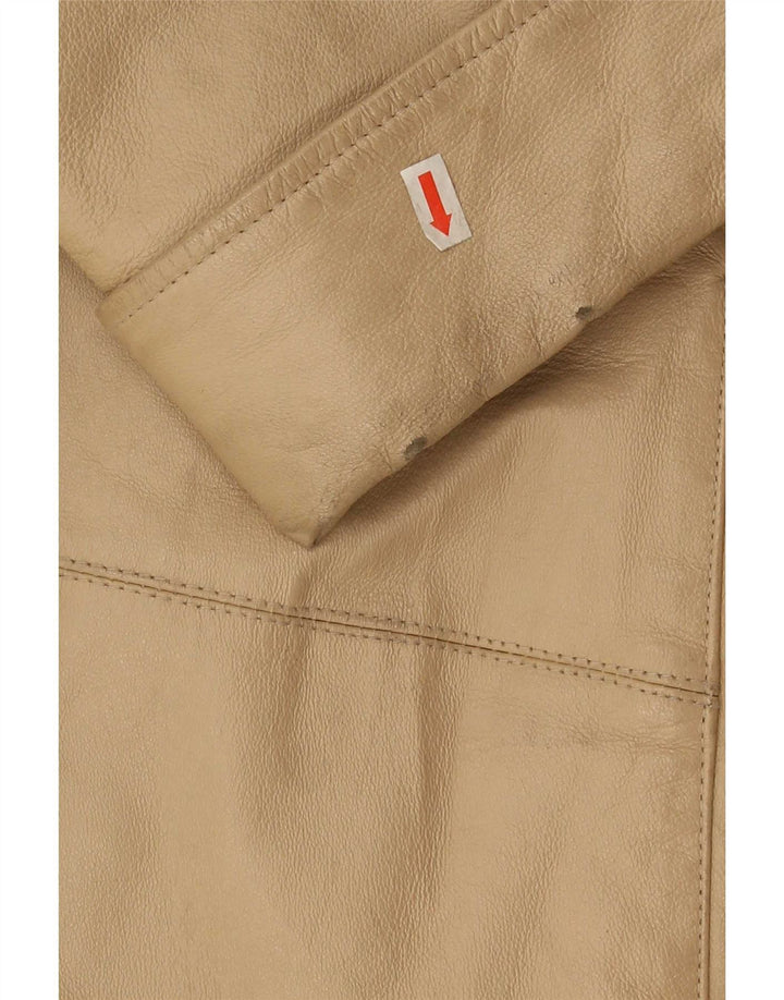 Palton din piele vintage pentru femei EU 50 3XL Bej Clasic