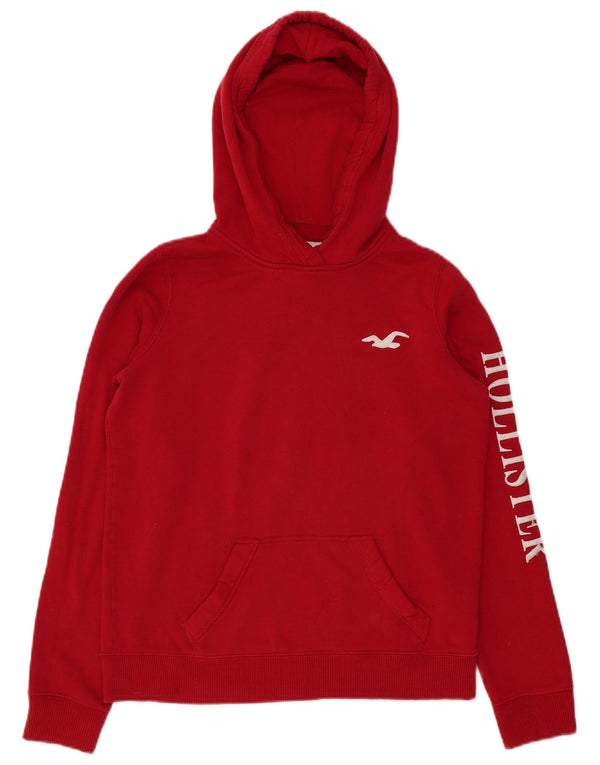 Pulover cu glugă supradimensionat pentru femei Hollister UK 16 Bumbac roșu mic