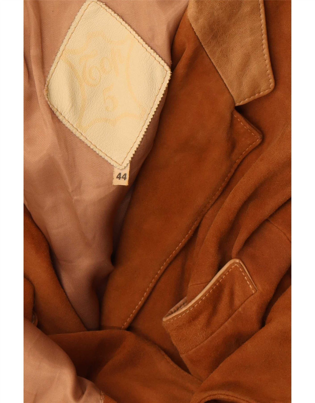 Jachetă vintage din piele intoarsa cu 3 nasturi pentru femei IT 44 Medium Bej Colorblock