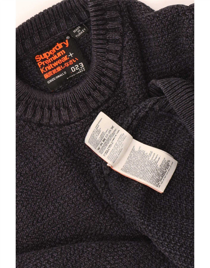 Pulover Superdry pentru bărbați cu decolteu triplu, bumbac, albastru bleumarin
