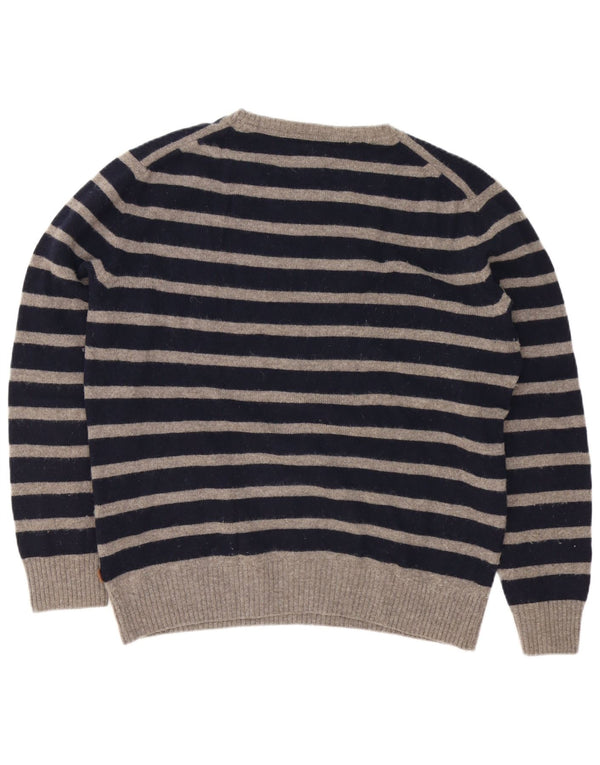 Marlboro Classics Mens Boat Neck Jumper Sweater Large Navy Blue Striped
