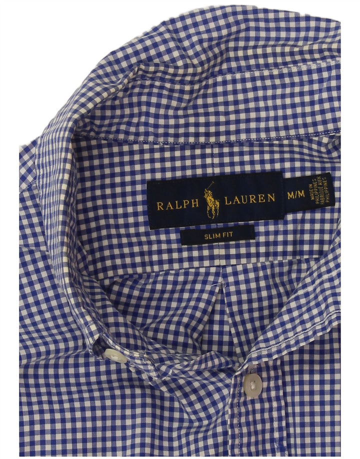 Cămașă pentru bărbați Ralph Lauren, slim fit, din bumbac vichy albastru mediu