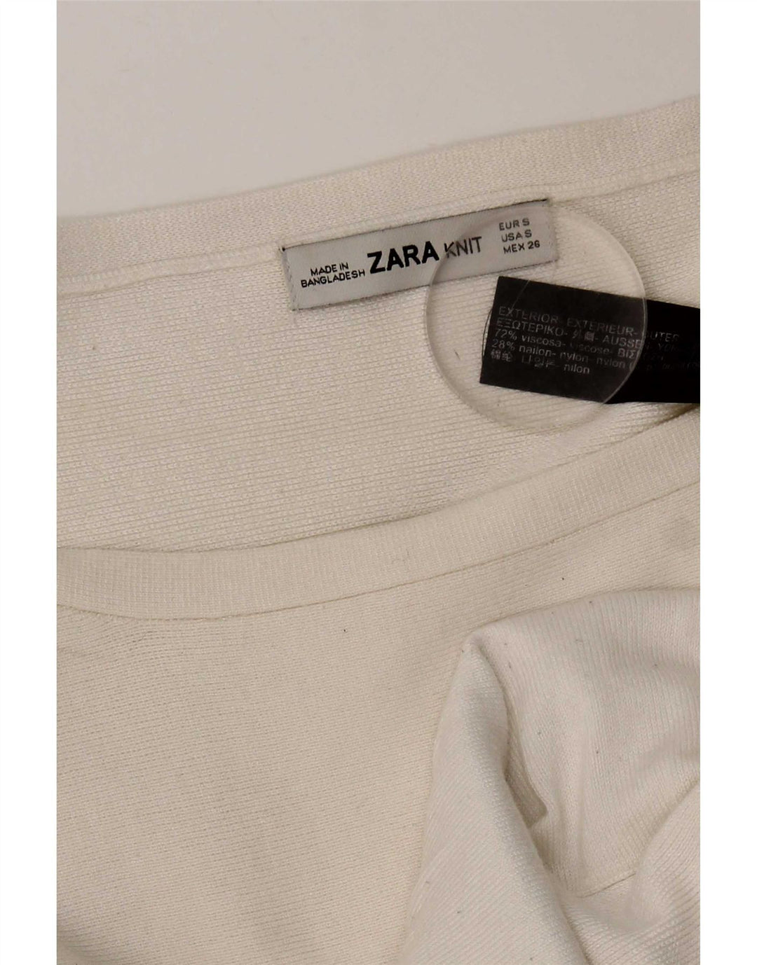 Top supradimensionat pentru femei Zara cu mânecă lungă UK 10 mic, alb, viscoză