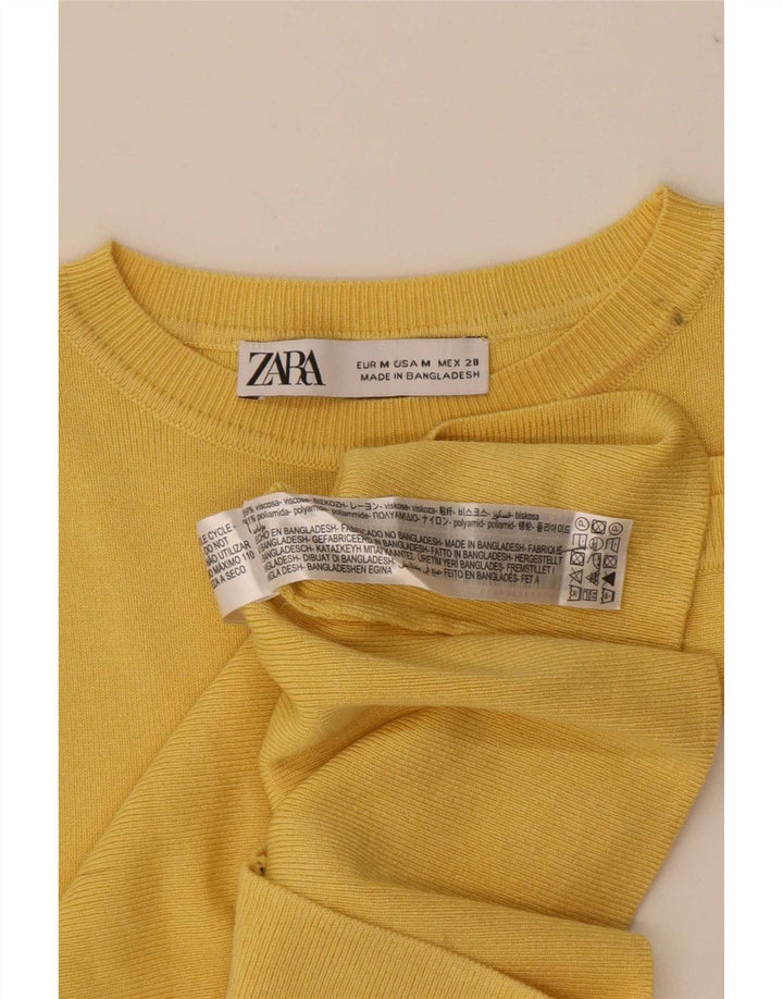 Top cu vestă pentru femei Zara UK 12, viscoză galbenă medie