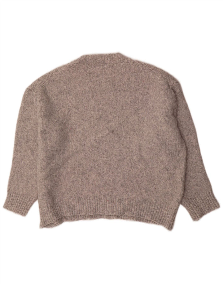 Pulover supradimensionat pentru femei Zara, cu gât crew, UK 14 Medium Gri Pete