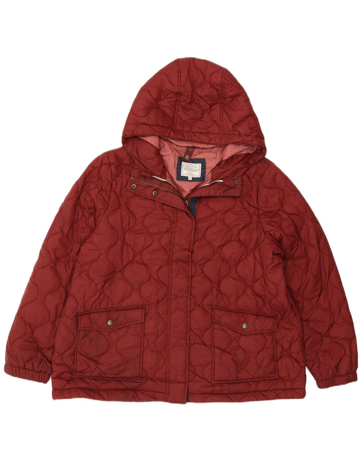 FAT FACE Jachetă matlasată cu glugă pentru femei UK 20 2XL Bordeaux Poliester